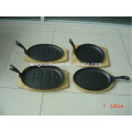 cast iron strak plate sizzling plate with wooden base